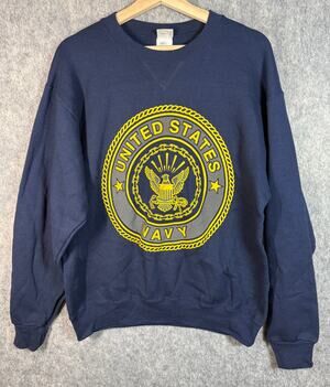 Y2K Soffe Mens United States Navy Crewneck Sweathshirt Blue Medium